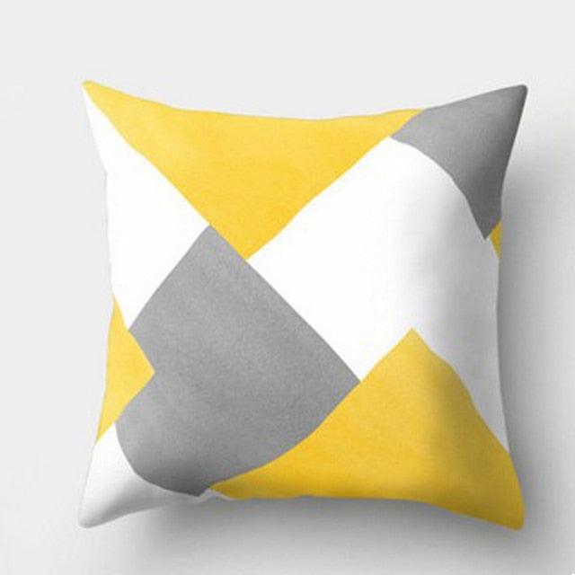 Yellow Pillow Case Cushion Cover Geometric Polyester Pillowcase Home Decorative Yellow Grey Modern Pillow Covers Beautiful Pattern Linen Square Pillow Case For Sofa Couch 45x45CM