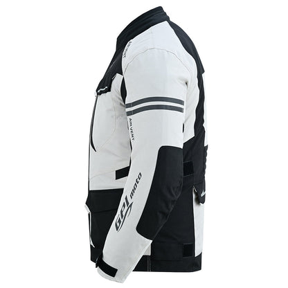Men’s All-Season 7 Pockets Waterproof High Premium Quality Motorcycle Jacket – Beach/Black