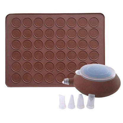 1-2pc/set Large Macaroon Kit Silicone Mat Non-Stick Baking Mold Set 48 Capacity Pot Cake Decorating Supplies Macaron Silicone Mat Non-Stick Silicone Macaron Reusable Baking Mold Set