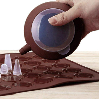 1-2pc/set Large Macaroon Kit Silicone Mat Non-Stick Baking Mold Set 48 Capacity Pot Cake Decorating Supplies Macaron Silicone Mat Non-Stick Silicone Macaron Reusable Baking Mold Set