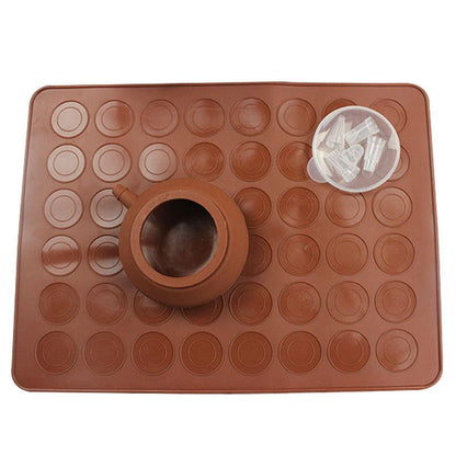1-2pc/set Large Macaroon Kit Silicone Mat Non-Stick Baking Mold Set 48 Capacity Pot Cake Decorating Supplies Macaron Silicone Mat Non-Stick Silicone Macaron Reusable Baking Mold Set