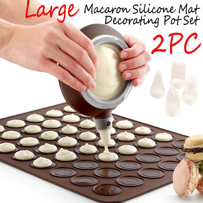 1-2pc/set Large Macaroon Kit Silicone Mat Non-Stick Baking Mold Set 48 Capacity Pot Cake Decorating Supplies Macaron Silicone Mat Non-Stick Silicone Macaron Reusable Baking Mold Set