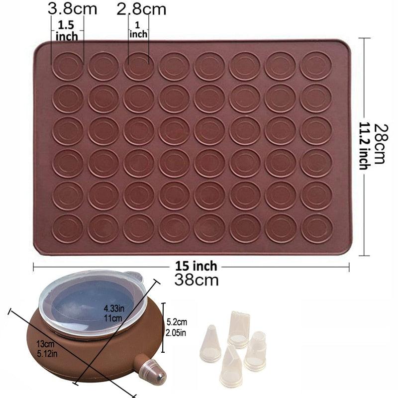 1-2pc/set Large Macaroon Kit Silicone Mat Non-Stick Baking Mold Set 48 Capacity Pot Cake Decorating Supplies Macaron Silicone Mat Non-Stick Silicone Macaron Reusable Baking Mold Set