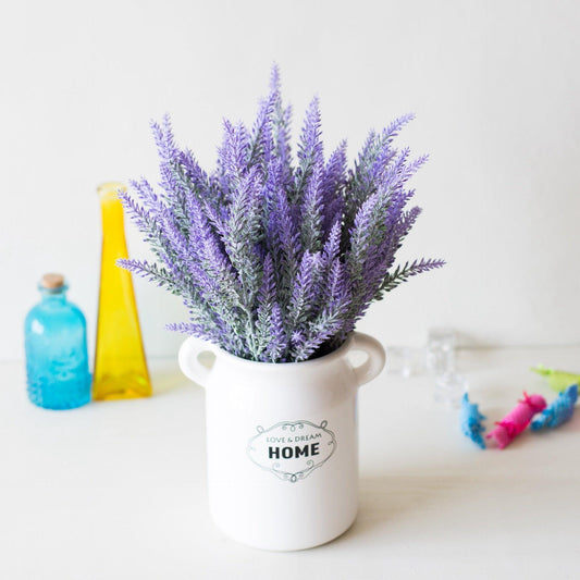 1 Bundle Artificial Lavender Fake Flowers Wedding Bouquet Home Kitchen Office Table Centerpieces Arrangements Decor