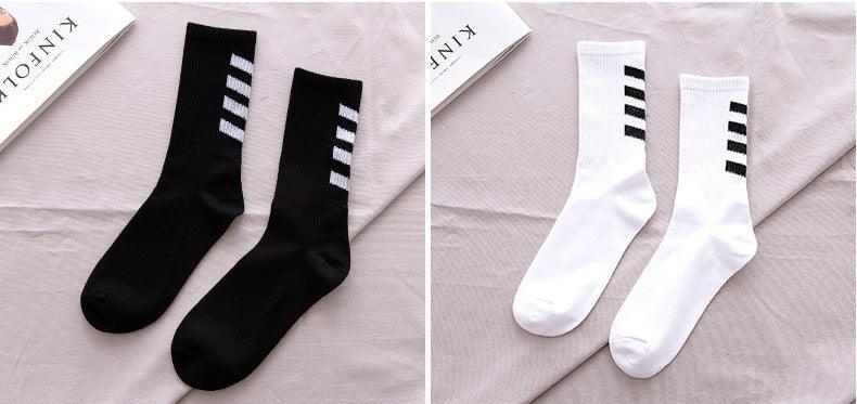 1 Pair Brand New Fashion Pure Cotton Black White Crew Unisex Socks Sports High Skateboard Blaze Street Wear Happy Long Warm Winter And Autumn Socks For Men And Women