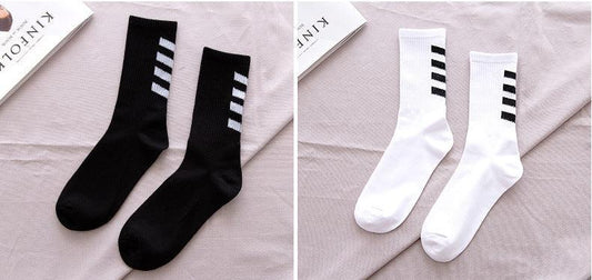 1 Pair Brand New Fashion Pure Cotton Black White Crew Unisex Socks Sports High Skateboard Blaze Street Wear Happy Long Warm Winter And Autumn Socks For Men And Women