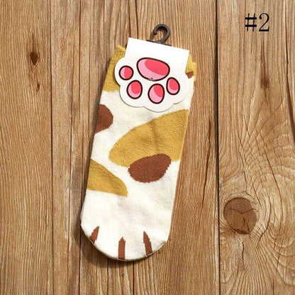1 pair New Lady Girls Summer Winter Candy Color Kawaii Cute Socks Cartoon Cute Cats Paw Kitty Claws Ankle Short Socks Cute Paw Casual Ankle Socks For Men And Women