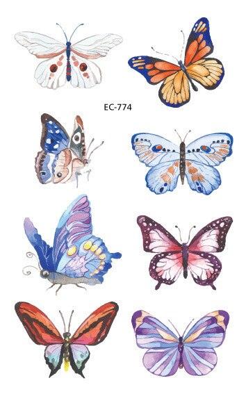 1 Pc Butterfly 3D Temporary Tattoo 52 Style Waterproof Butterfly Tattoos Stickers Temporary Colorful Design For Womens