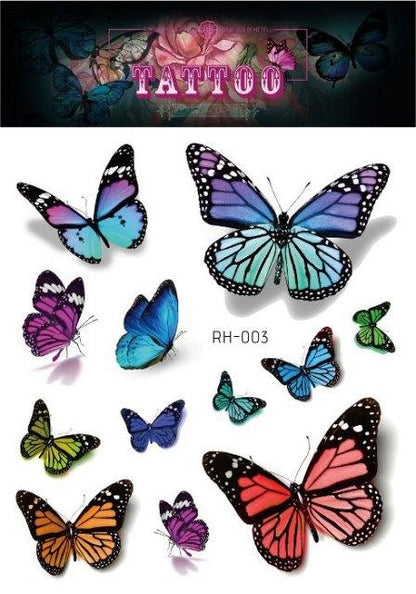 1 Pc Butterfly 3D Temporary Tattoo 52 Style Waterproof Butterfly Tattoos Stickers Temporary Colorful Design For Womens