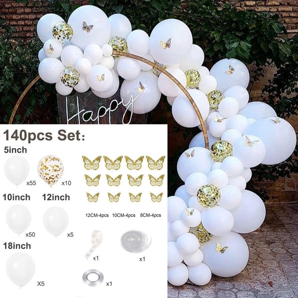 1 Set Pink Purple Chrome Rose Gold Balloon Garland With Butterfly Stickers Arch Kit For Birthday Wedding Party Decorations
