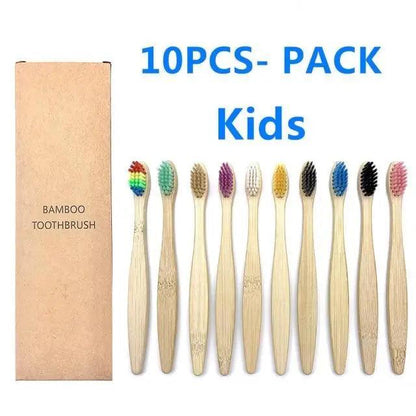 10 Pcs Natural Colorful Toothbrush Eco Friendly Soft Bamboo Toothbrush Bamboo Tooth Dental Oral Care Wood Tooth Brushes