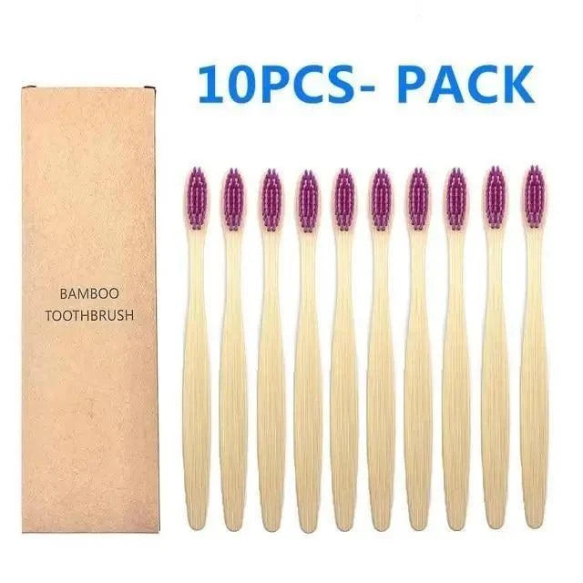 10 Pcs Natural Colorful Toothbrush Eco Friendly Soft Bamboo Toothbrush Bamboo Tooth Dental Oral Care Wood Tooth Brushes