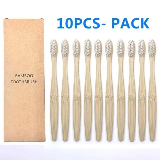 10 Pcs Natural Colorful Toothbrush Eco Friendly Soft Bamboo Toothbrush Bamboo Tooth Dental Oral Care Wood Tooth Brushes