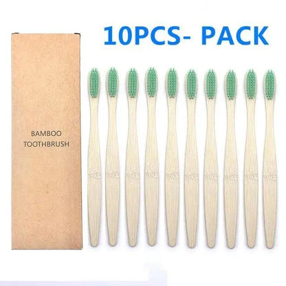 10 Pcs Natural Colorful Toothbrush Eco Friendly Soft Bamboo Toothbrush Bamboo Tooth Dental Oral Care Wood Tooth Brushes
