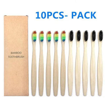 10 Pcs Natural Colorful Toothbrush Eco Friendly Soft Bamboo Toothbrush Bamboo Tooth Dental Oral Care Wood Tooth Brushes