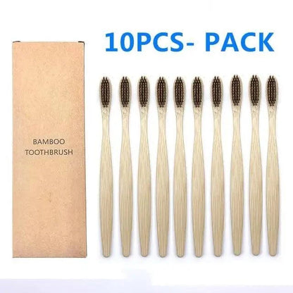 10 Pcs Natural Colorful Toothbrush Eco Friendly Soft Bamboo Toothbrush Bamboo Tooth Dental Oral Care Wood Tooth Brushes