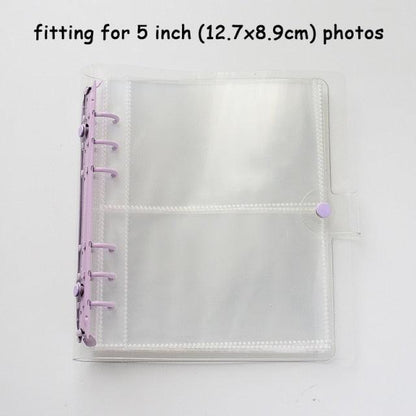 100/200 Pockets Photo Album 3/5 inches Mini Picture Case Name Card Storage Collect Book Photocard Shiny Clear 6-Ring Binder Cover Refillable Notebook Photo Album