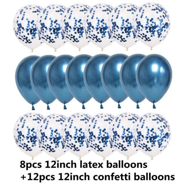 10/20 Star Metallic Confetti Latex Transparent 12inch Balloons For Baby Shower Birthday Party Wedding Decoration