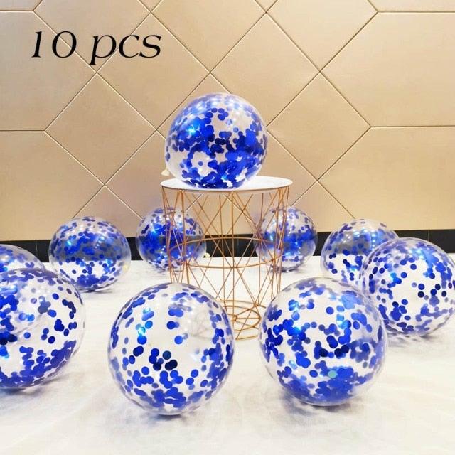 10/20 Star Metallic Confetti Latex Transparent 12inch Balloons For Baby Shower Birthday Party Wedding Decoration