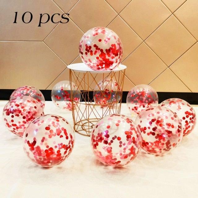 10/20 Star Metallic Confetti Latex Transparent 12inch Balloons For Baby Shower Birthday Party Wedding Decoration