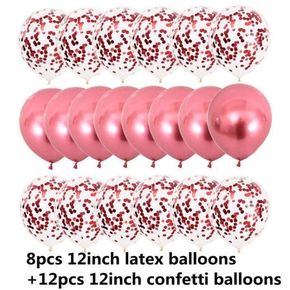 10/20 Star Metallic Confetti Latex Transparent 12inch Balloons For Baby Shower Birthday Party Wedding Decoration