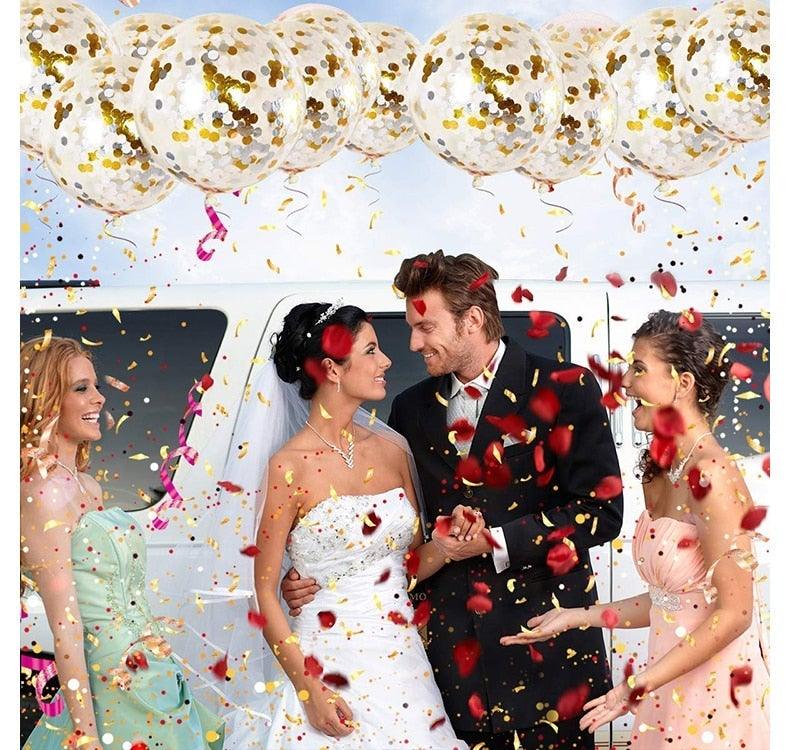 10/20 Star Metallic Confetti Latex Transparent 12inch Balloons For Baby Shower Birthday Party Wedding Decoration