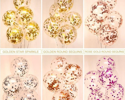10/20 Star Metallic Confetti Latex Transparent 12inch Balloons For Baby Shower Birthday Party Wedding Decoration