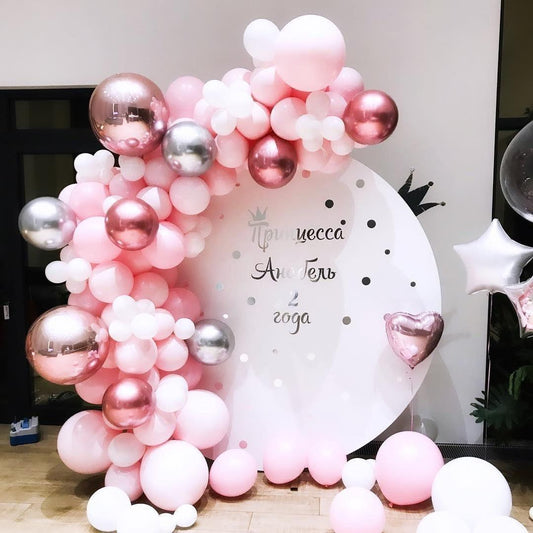 108 pcs Pink White Metallic Garland Arch Balloon Kit For Bridal Shower Wedding Decors Party Decoration For Birthday