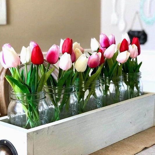 10PCS PU Fake Tulips Real Touch beautiful and Eligant Flower Real Touch Bouquet For Wedding Decoration Flowers Home Garden Decor