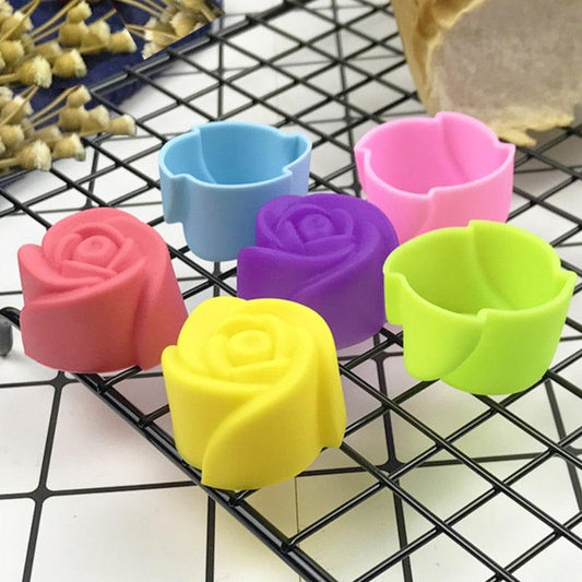 10pcs Rose Mold  Food Grade Silicone Mini Cupcake Cake Tool Muffin Cookie Baking Molds Chocolate Soap Pastry Decorating Set Reusable And Non-stick Mini Size Silicone Baking Cups Muffin Cups Mini Cupcake Liners Mini Chocolate Holders