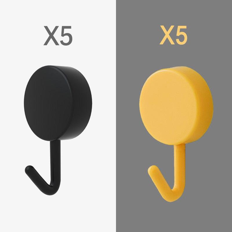 10PCS Self Adhesive Wall Hook Strong Without Drilling Coat Bag Bathroom Door Kitchen Towel Hanger Hooks Home Storage Accessories Decorative Hooks Entrance Organizers with Self-Adhesive Hooks for Hanging Keys Towels