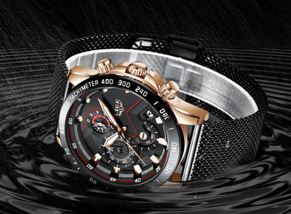 Men's Sports Waterproof Watch With  Stainless Steel Bracelet Unique Design Perfect Gift For Your Man