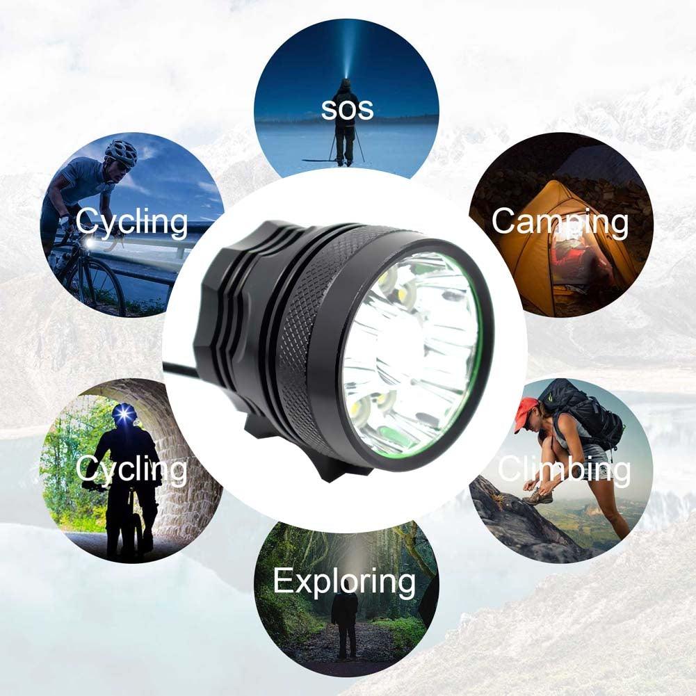 2 IN 1 Bicycle Headlight Bike Light Front Head Lamp Cycling Flashlight Mountain Bicycle Front Light With 6400mAh/8400mAh Rechargeable Battery Pack 3 Modes Bike Front Headlamp