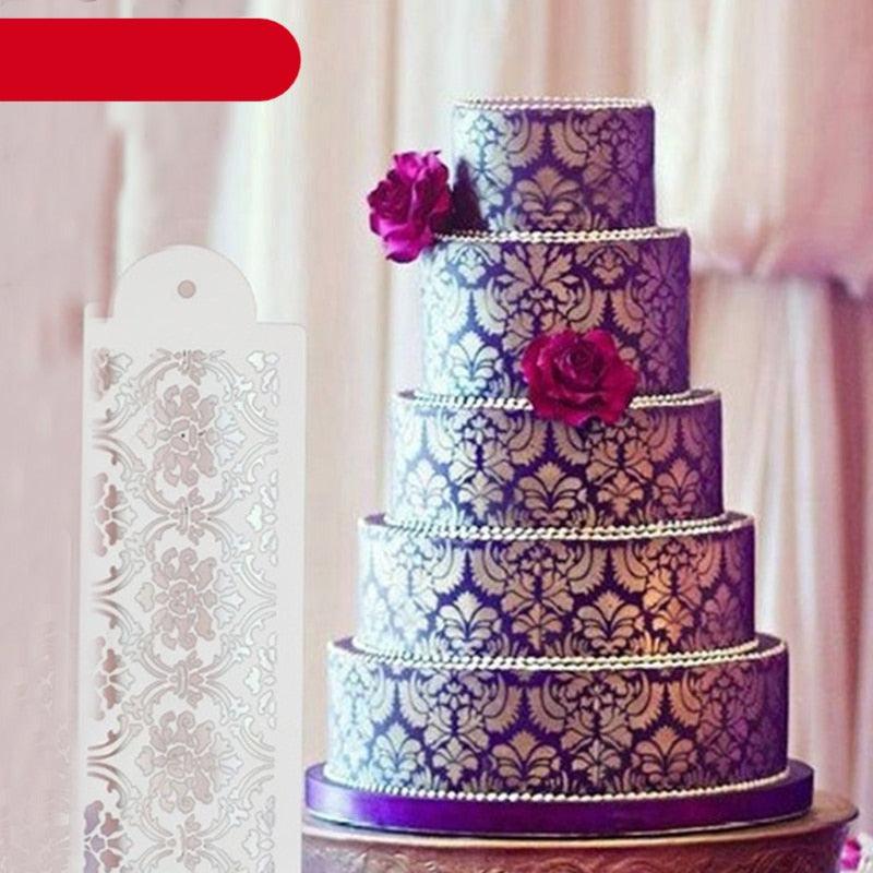 2 Style Cake Side Cupcake Cake Sugarcraft Decoration Cake Mould Plastic Baking Cake Decorating Tool 2 Pieces Cupcake Stencil Cake Side Decorating Templates Powdered Sugar Template Wedding Cake Decor Flower Molding