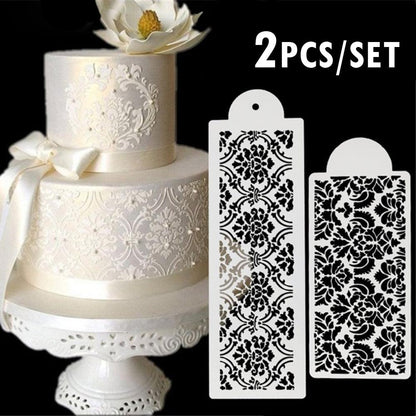 2 Style Cake Side Cupcake Cake Sugarcraft Decoration Cake Mould Plastic Baking Cake Decorating Tool 2 Pieces Cupcake Stencil Cake Side Decorating Templates Powdered Sugar Template Wedding Cake Decor Flower Molding
