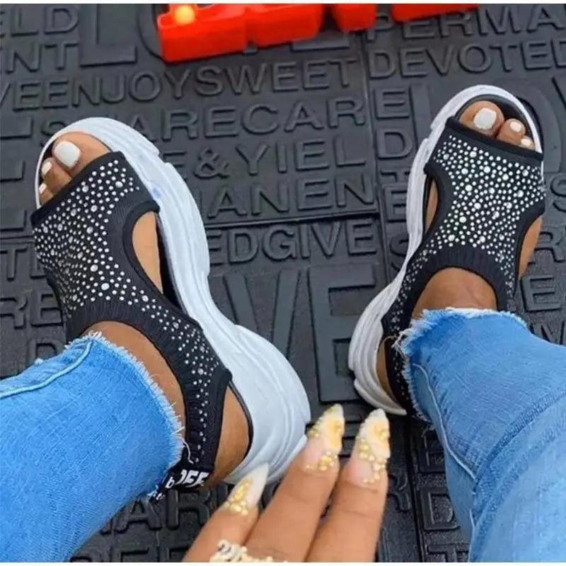 Elegant Women Sandals Comfort Summer Stretch Fabric Durable Material Modern Design For Womens