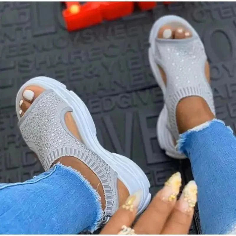 Elegant Women Sandals Comfort Summer Stretch Fabric Durable Material Modern Design For Womens