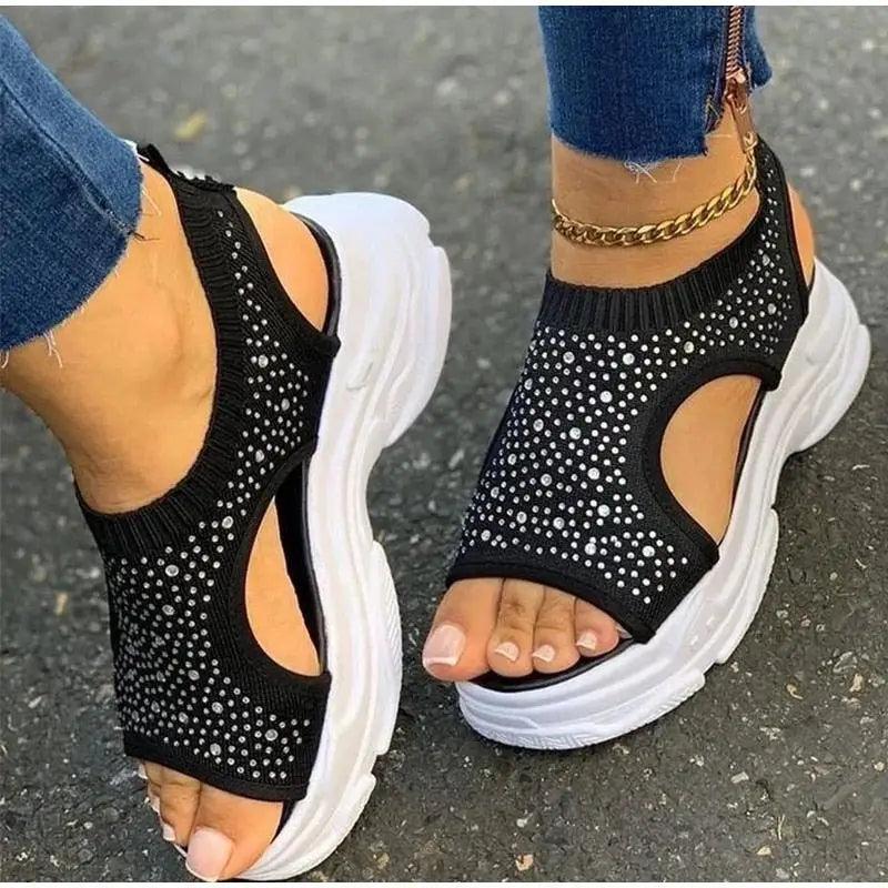 Elegant Women Sandals Comfort Summer Stretch Fabric Durable Material Modern Design For Womens