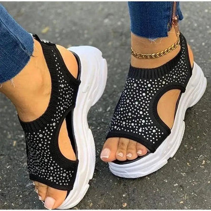 Elegant Women Sandals Comfort Summer Stretch Fabric Durable Material Modern Design For Womens