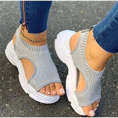 Elegant Women Sandals Comfort Summer Stretch Fabric Durable Material Modern Design For Womens