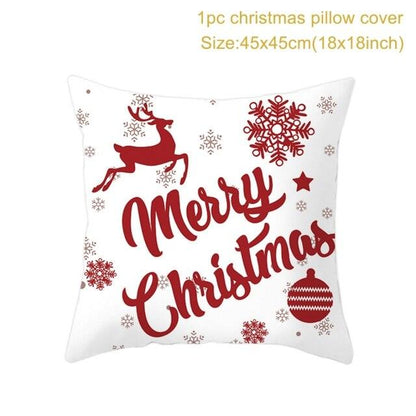 2022 Santa Claus Christmas Pillowcase Decor For Home Christmas Throw Pillow Covers Decorative Snowman Santa Claus Pillow Covers Linen Cushion Cover Couch Pillow Cases Merry Christmas Ornament Xmas Gifts 45x45CM