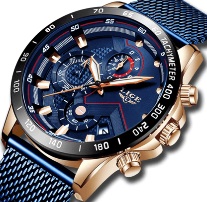 Men's Sports Waterproof Watch With  Stainless Steel Bracelet Unique Design Perfect Gift For Your Man