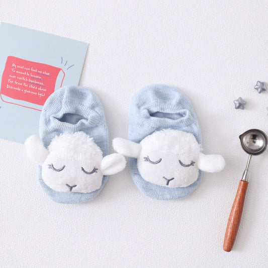 1 Pair Cartoon Cotton Baby Rubber Sole Anti Slip Floor Socks For Newborn Girls And Boys Kids
