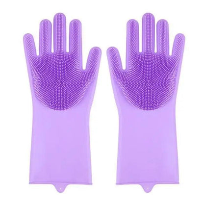 2PCS Cleaning Sponge Gloves Multifunction Silicone Cleaning Magic Gloves Dish Washing Gloves For Kitchen Household Plate Washing  Reusable Cleaning Gloves For Housework