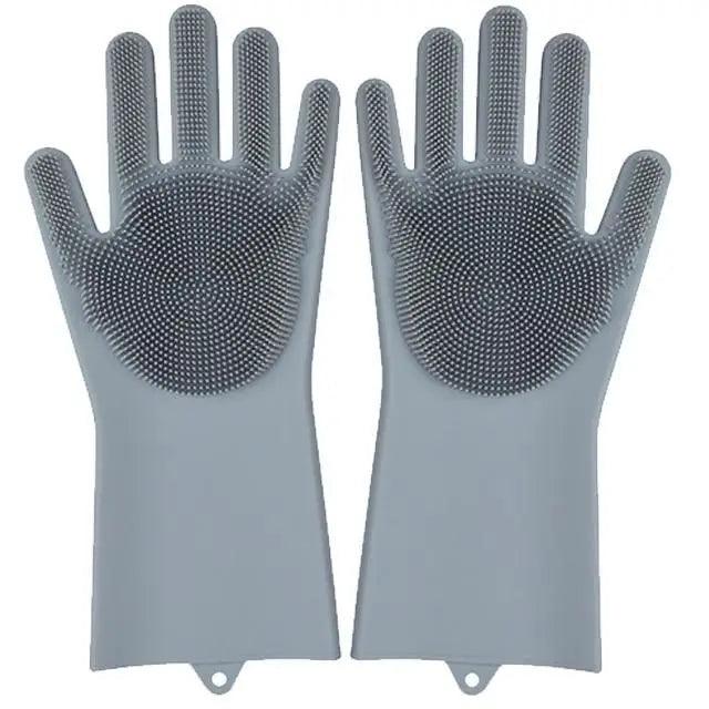 2PCS Cleaning Sponge Gloves Multifunction Silicone Cleaning Magic Gloves Dish Washing Gloves For Kitchen Household Plate Washing  Reusable Cleaning Gloves For Housework