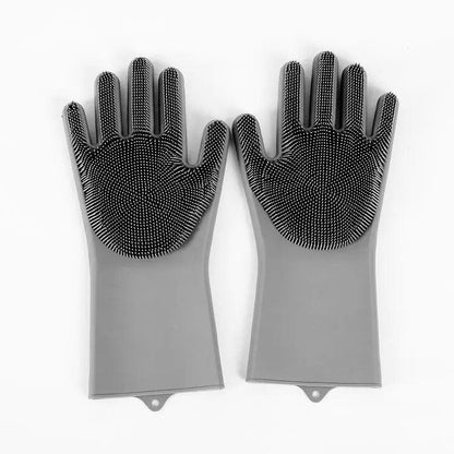 2PCS Cleaning Sponge Gloves Multifunction Silicone Cleaning Magic Gloves Dish Washing Gloves For Kitchen Household Plate Washing  Reusable Cleaning Gloves For Housework