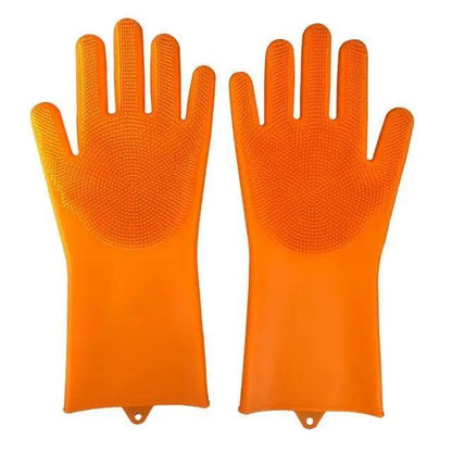 2PCS Cleaning Sponge Gloves Multifunction Silicone Cleaning Magic Gloves Dish Washing Gloves For Kitchen Household Plate Washing  Reusable Cleaning Gloves For Housework