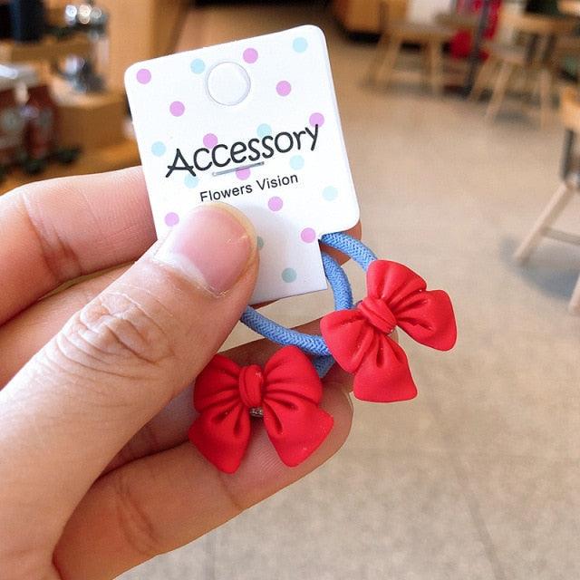 2PCS New Cute Princess Bowknot Headwear Kids Elastic Hair Bands Children Ropes Girls Cartoon Accessories Baby Headdress Gorgeous Hair Accessories For Women