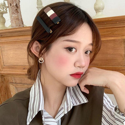 2pcs/Set Fashion Hair Clips Hairpin Geometric Korean Hairgrip Oval Square Hair Barrette Women Headband Gorgeous Hair Accessories For Women