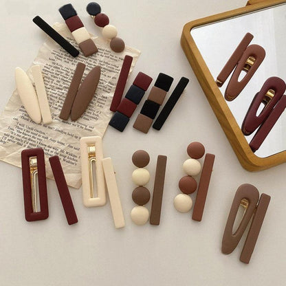 2pcs/Set Fashion Hair Clips Hairpin Geometric Korean Hairgrip Oval Square Hair Barrette Women Headband Gorgeous Hair Accessories For Women